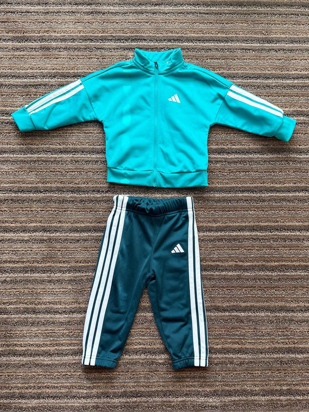 Adidas Kids Unisex Teal Jacket with Navy Track Pants Set